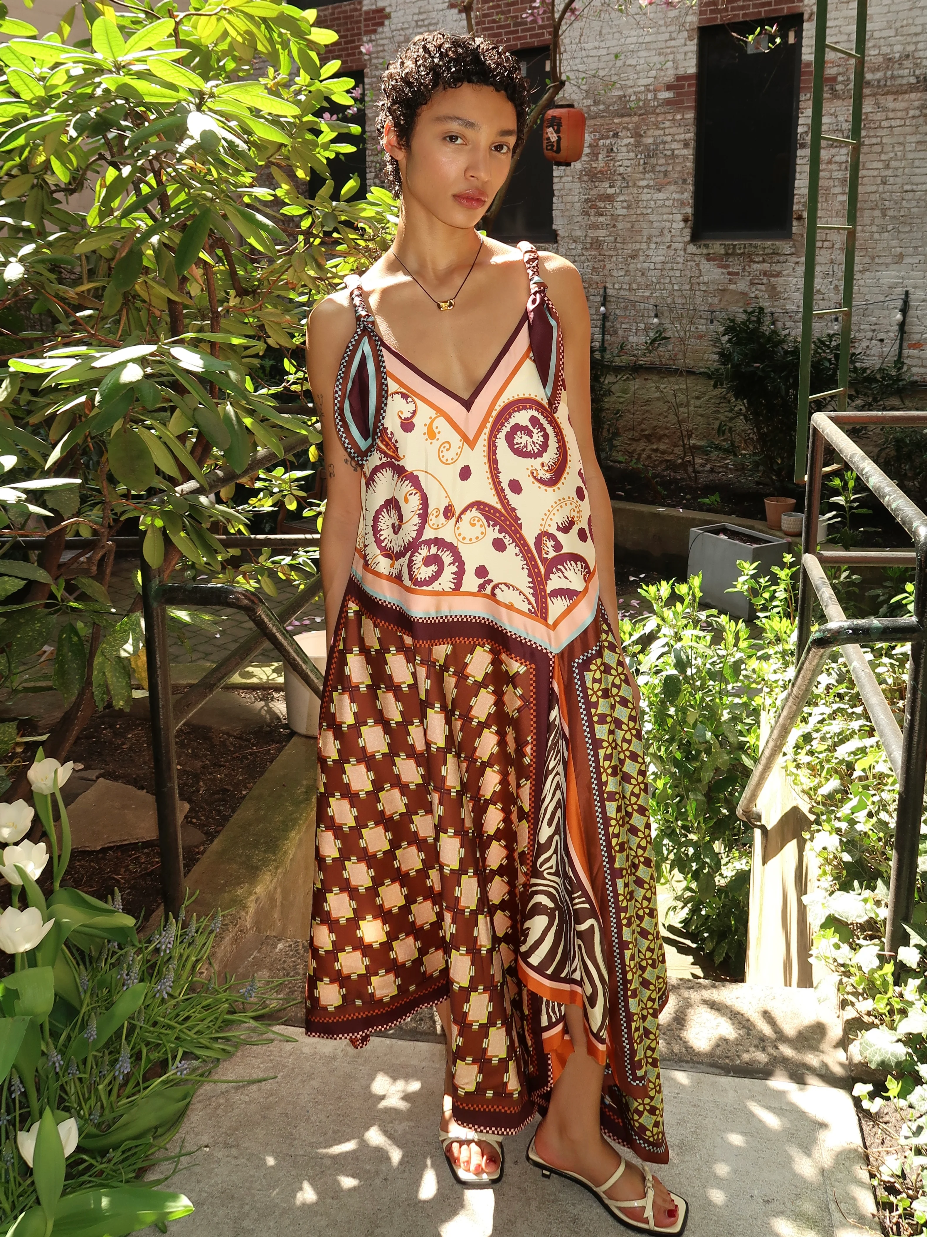 Wilson Silk Midi Dress in Multi - Image 4