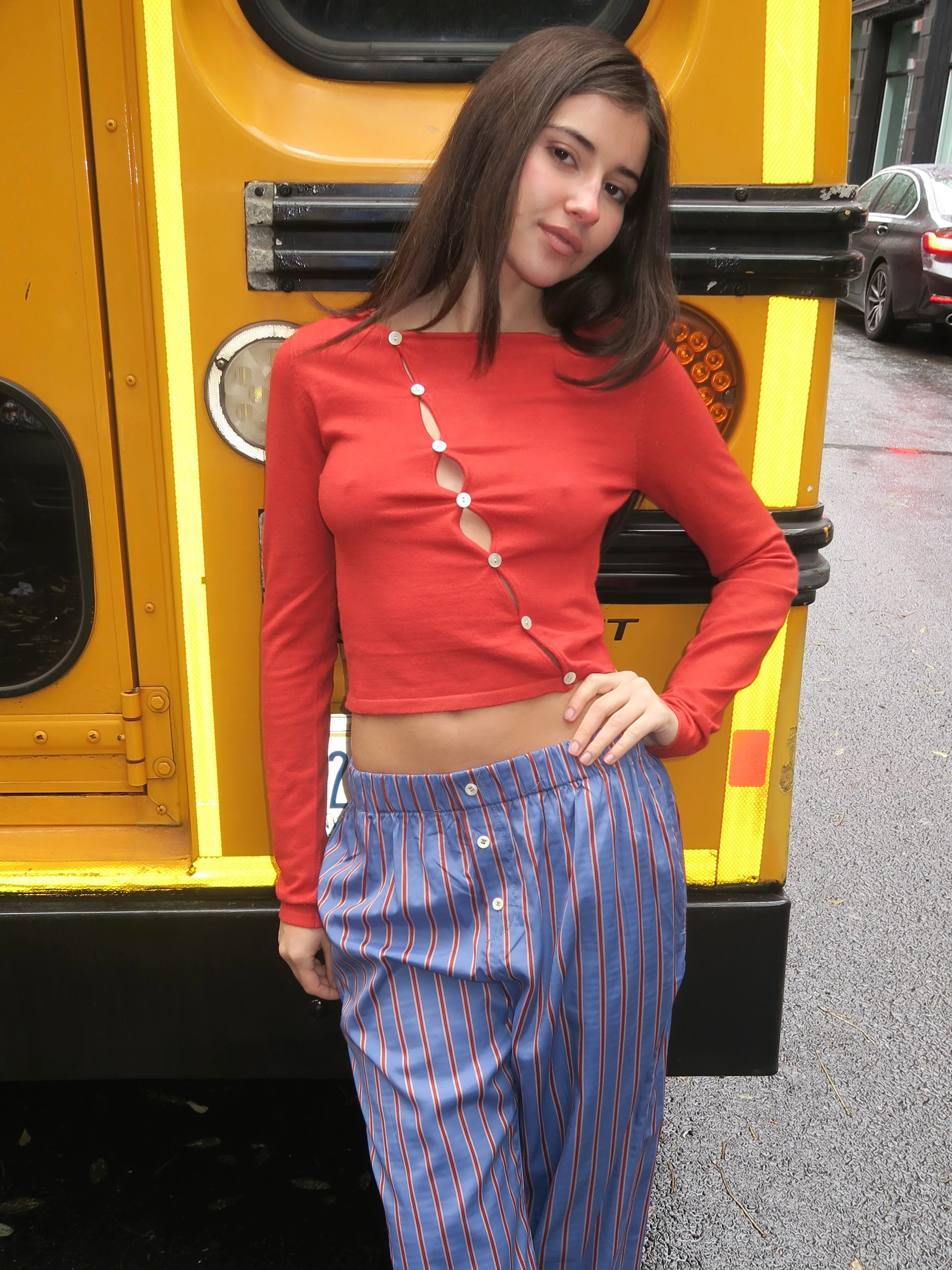 Xandra Asym Long Sleeve in Rust - Image 2