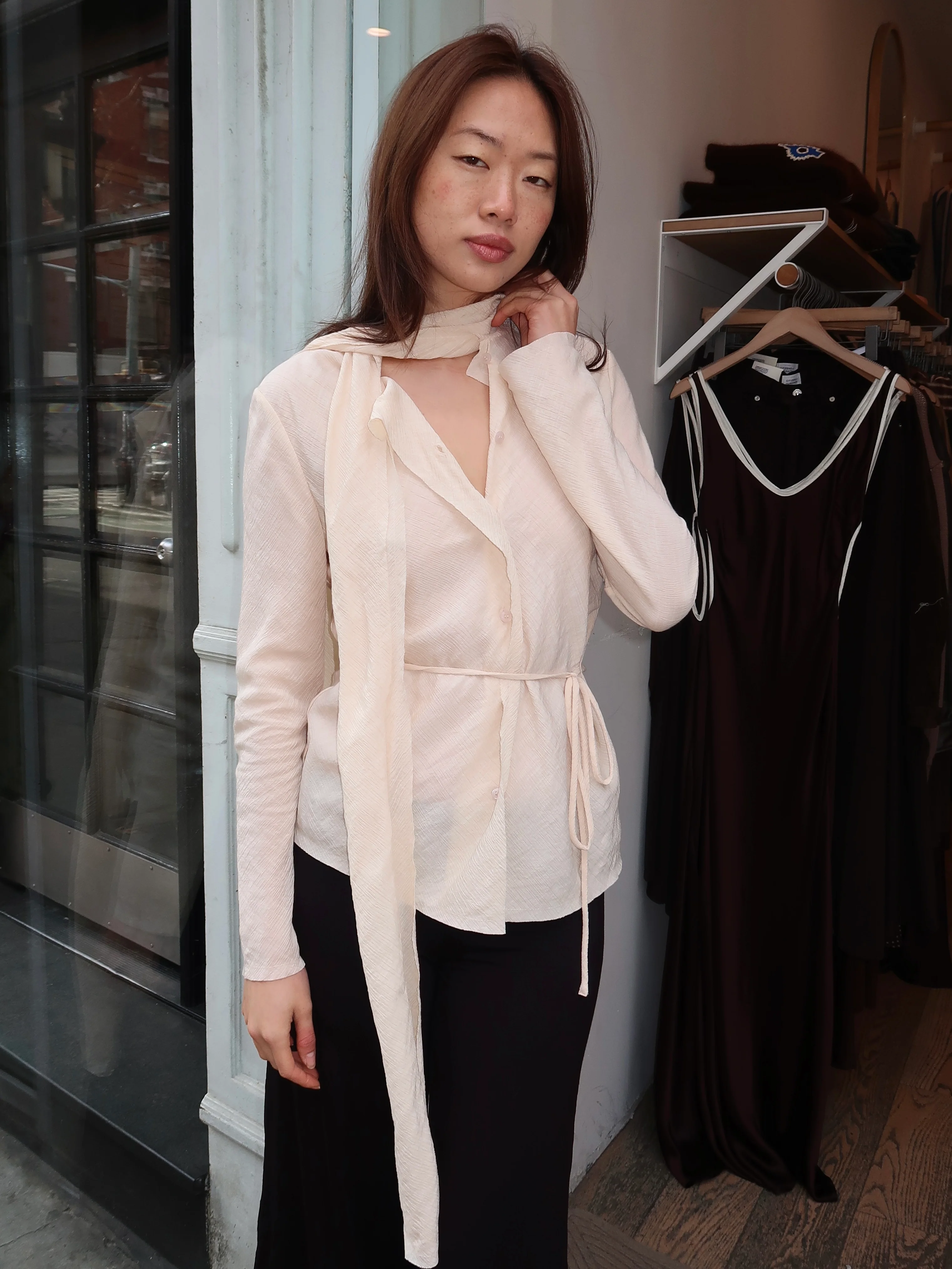 Zola Scarf Blouse in Bisque - Image 2